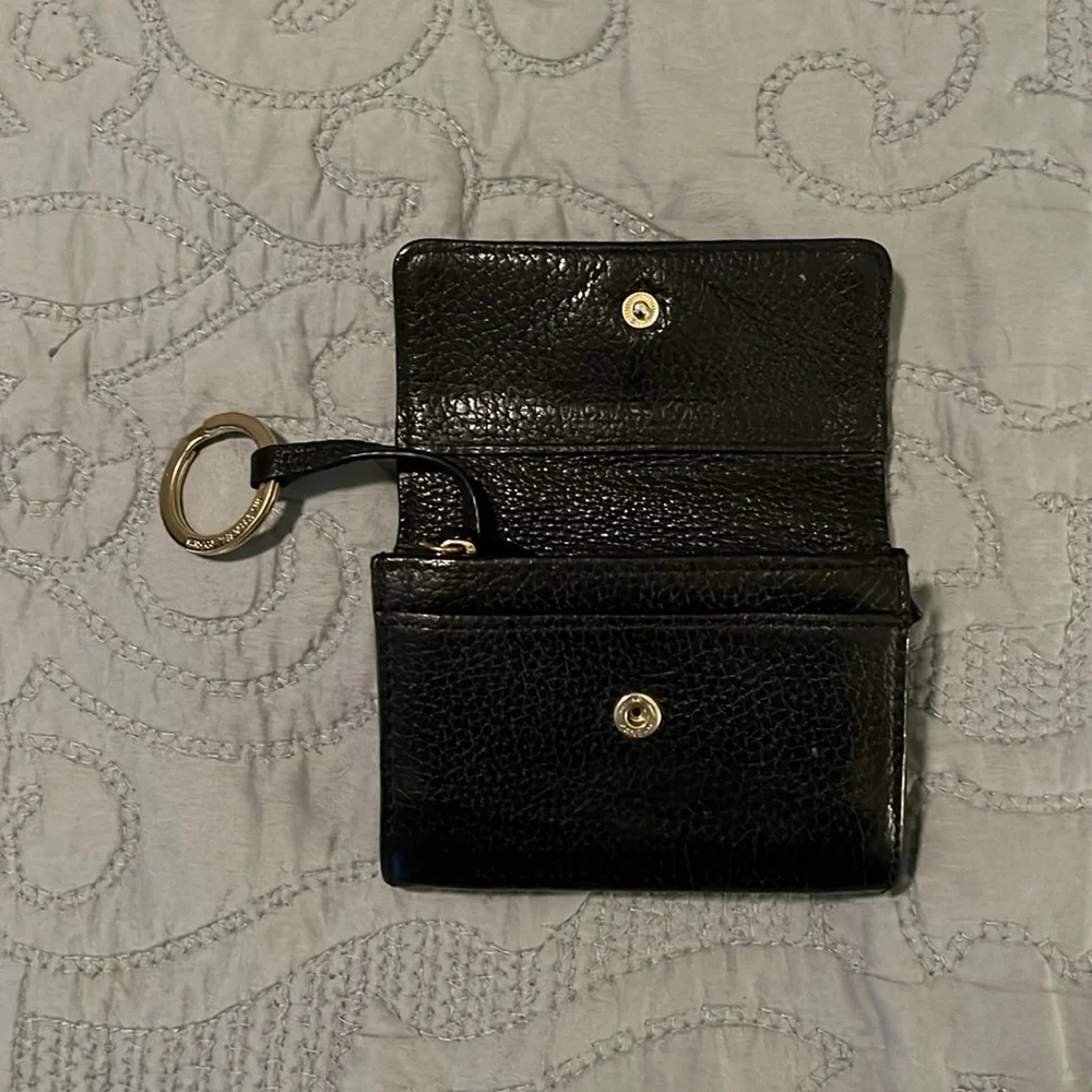 Michael Kors Black Pebbled Leather, Silver Tone Hardware Key Cles/Card Holder
